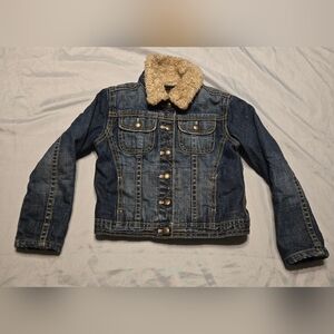 Gap Kids Denim Jacket - Kids Size Small (5), Fleece Lined, Snap Close, Pockets
